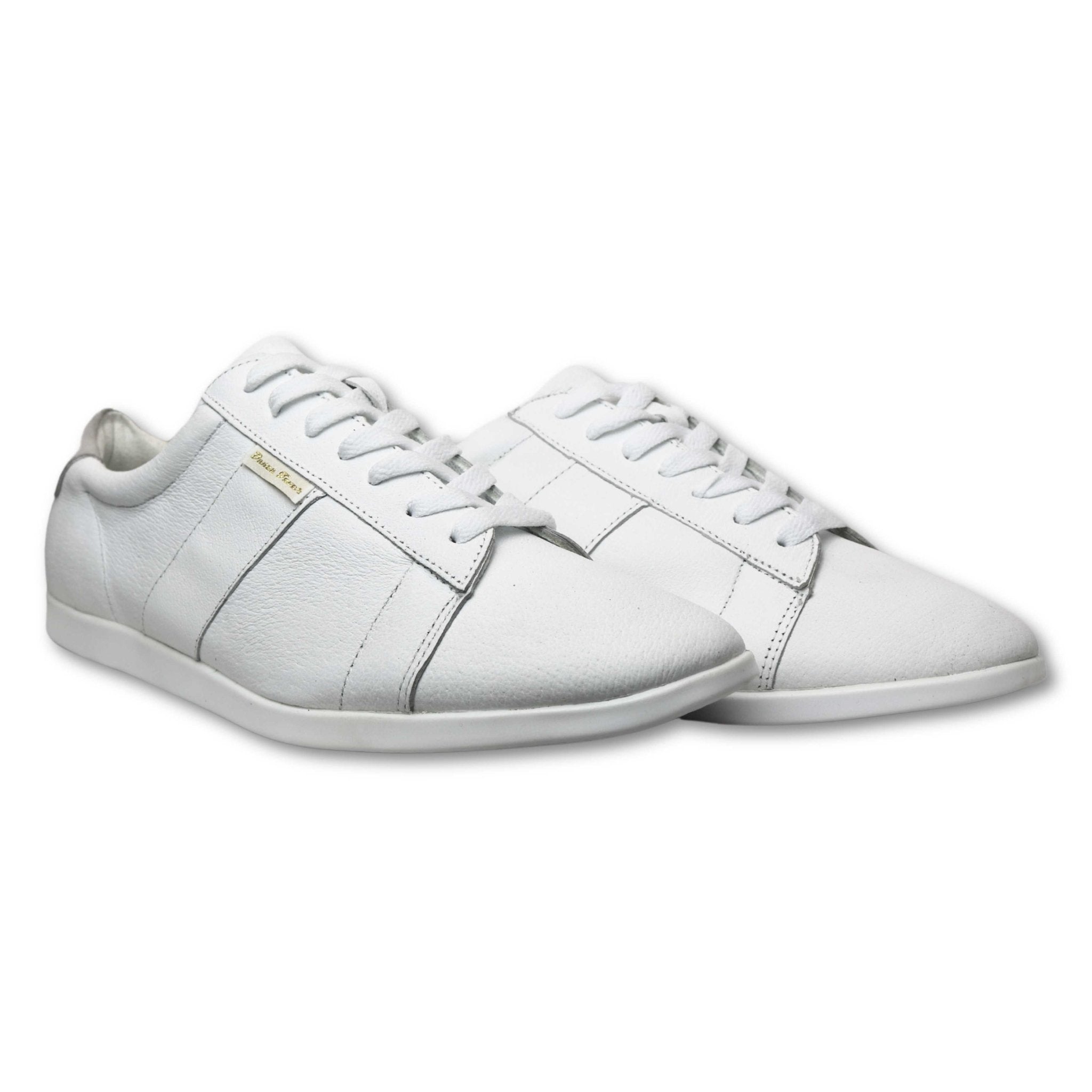 Men's White Leather Dance Sneakers with Dual Pivot Point, Spin Spots & Flexible, Smooth Sole - (2305W) - Rockabilly Australia Pty Ltd