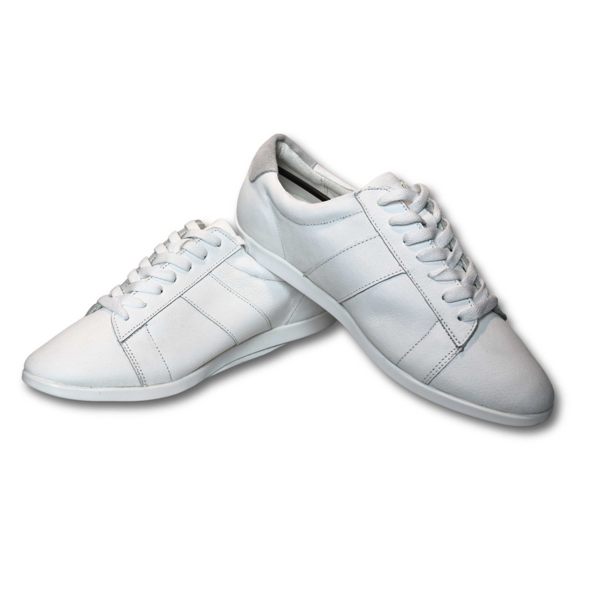 Men's White Leather Dance Sneakers with Dual Pivot Point, Spin Spots & Flexible, Smooth Sole - (2305W) - Rockabilly Australia Pty Ltd