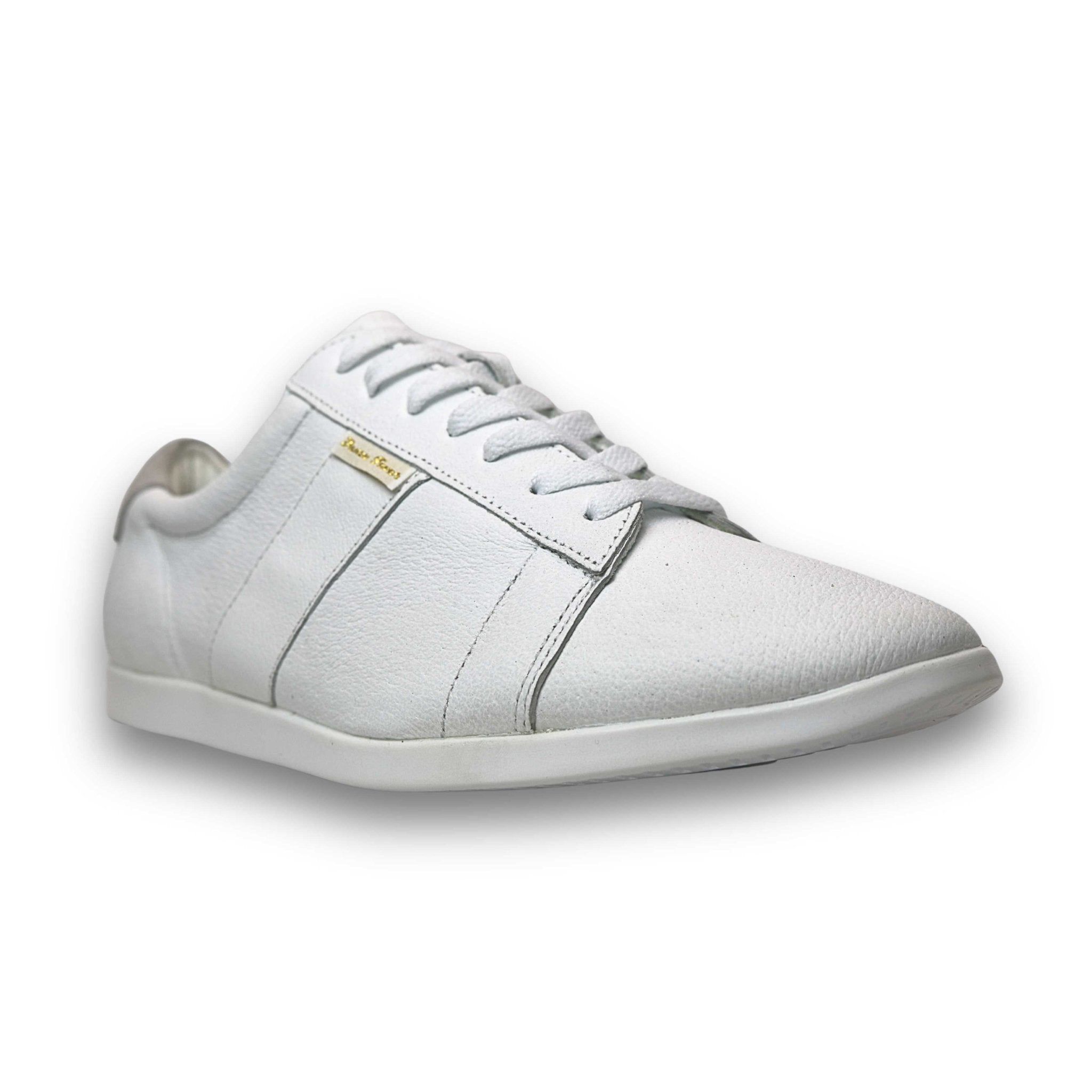 Men's White Leather Dance Sneakers with Dual Pivot Point, Spin Spots & Flexible, Smooth Sole - (2305W) - Rockabilly Australia Pty Ltd