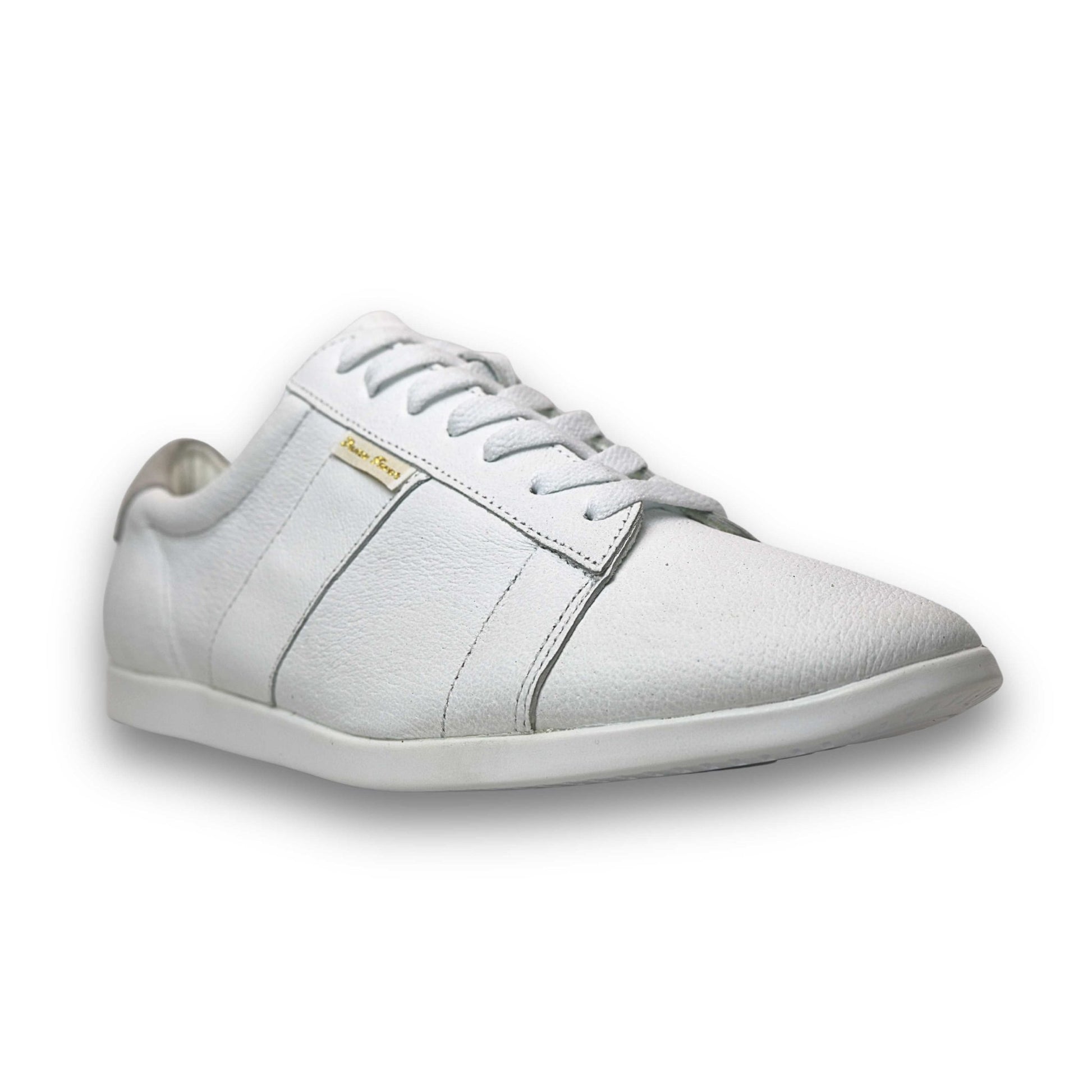 Men's White Leather Dance Sneakers with Dual Pivot Point, Spin Spots & Flexible, Smooth Sole - (2305W) - Rockabilly Australia Pty Ltd