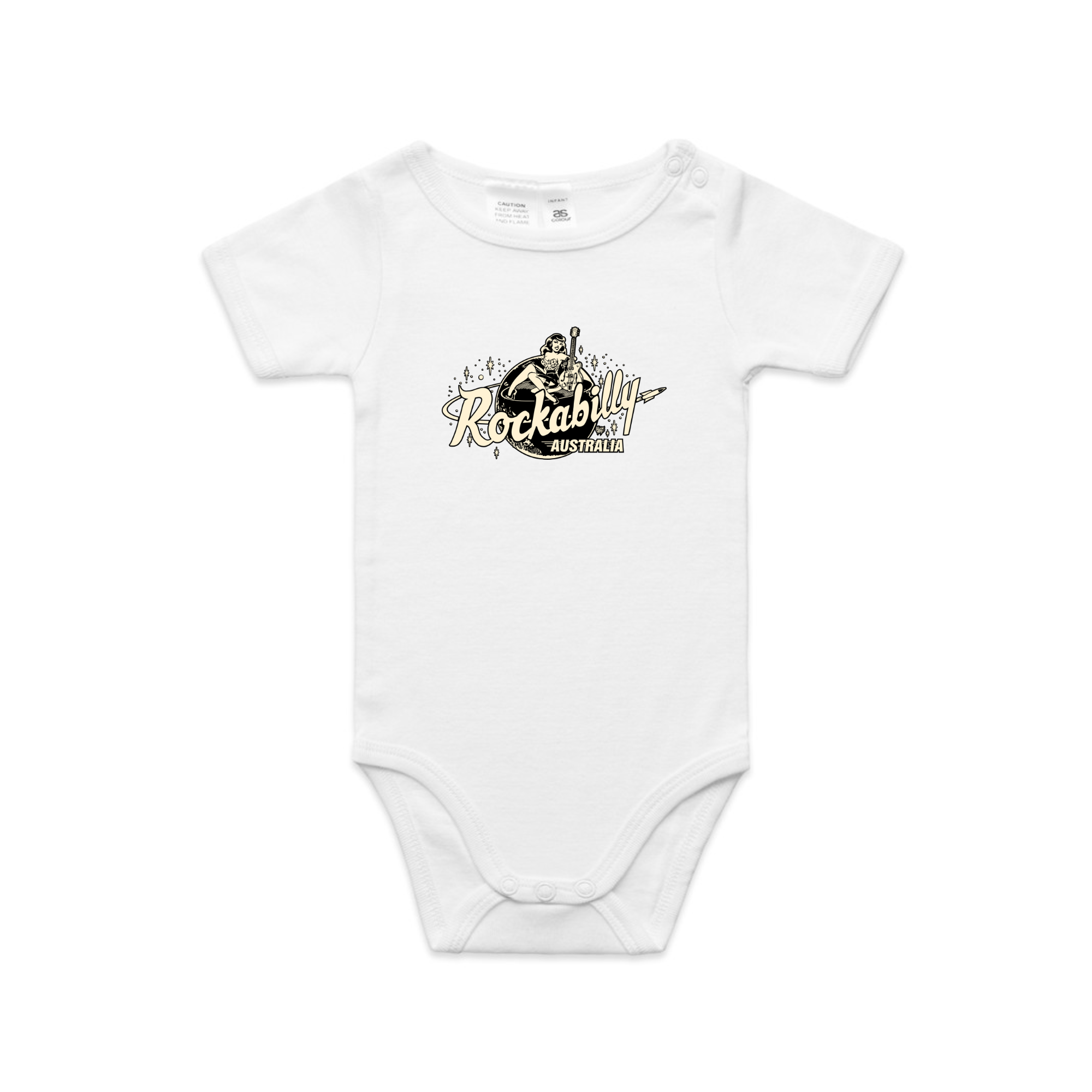 Rockabilly Australia Infant Mini - Me One - Piece with Cream logo White (3003) - Rockabilly Australia Pty Ltd