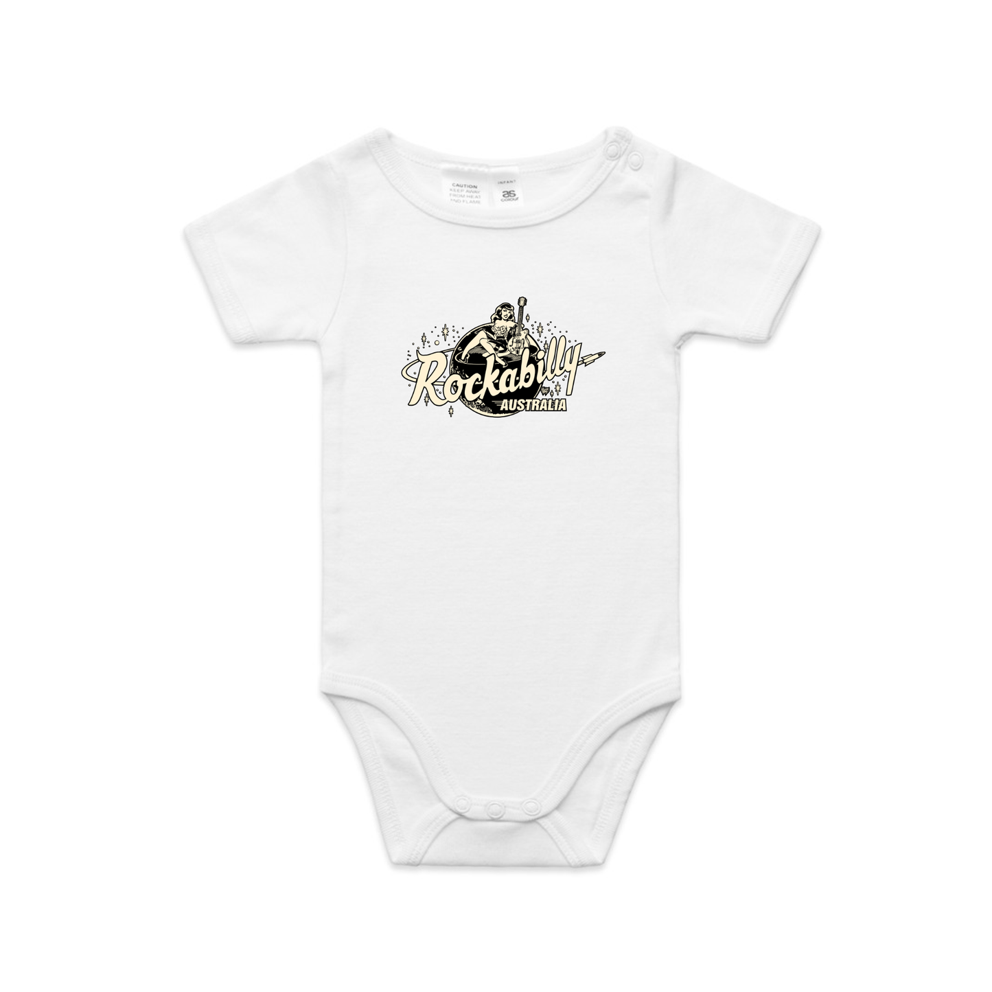 Rockabilly Australia Infant Mini - Me One - Piece with Cream logo White (3003) - Rockabilly Australia Pty Ltd