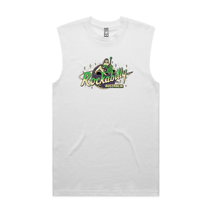 Rockabilly Australia Men's Tank Top with Colour Logo in White (5073) - Rockabilly Australia Pty Ltd