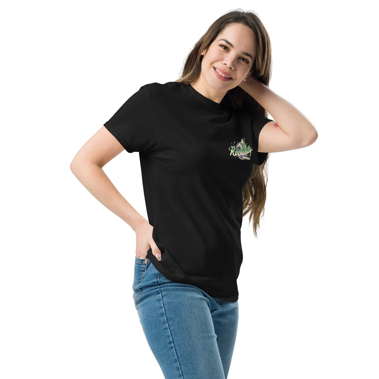 Rockabilly Australia Unisex Crew Tee with Colour Logo in Black - Rockabilly Australia Pty Ltd