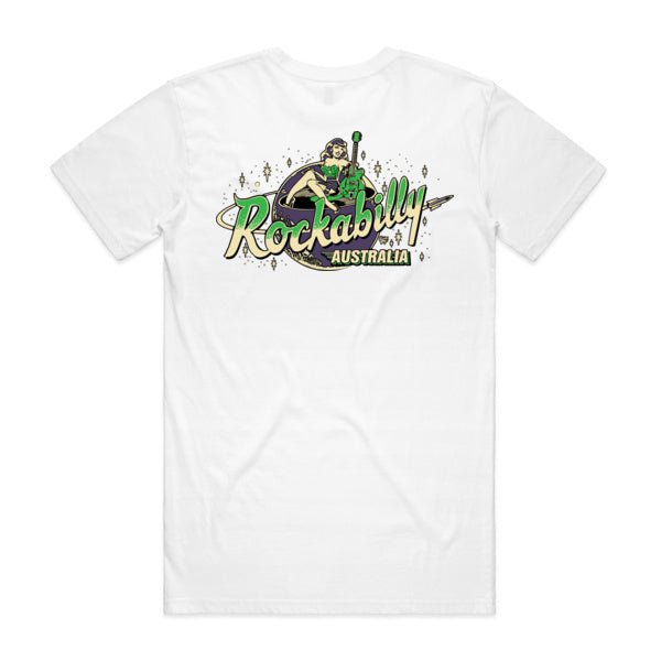 Rockabilly Australia Unisex Crew Tee with Colour Logo in White - Rockabilly Australia Pty Ltd