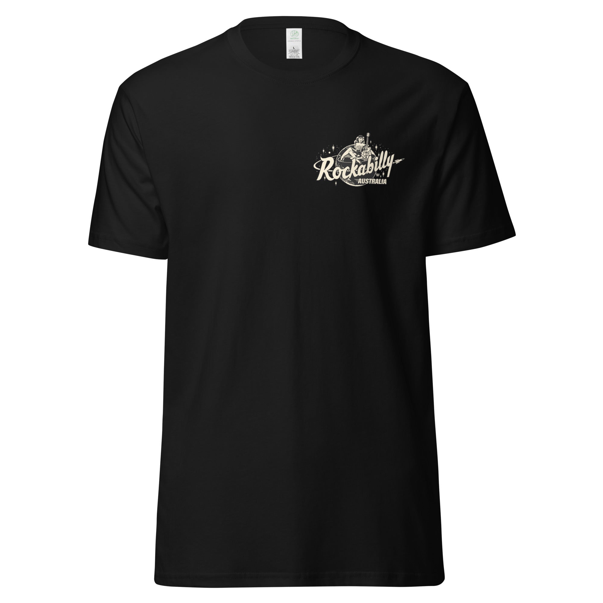 Rockabilly Australia Unisex Crew Tee with Cream Logo in Black - Rockabilly Australia Pty Ltd