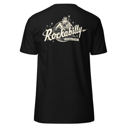 Rockabilly Australia Unisex Crew Tee with Cream Logo in Black - Rockabilly Australia Pty Ltd