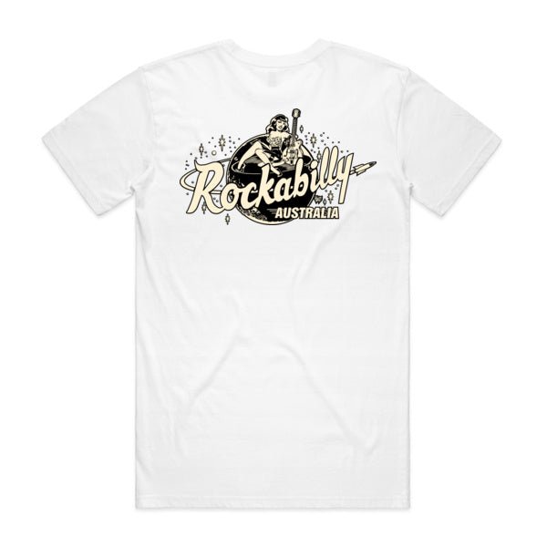 Rockabilly Australia Unisex Crew Tee with Cream Logo in White - Rockabilly Australia Pty Ltd