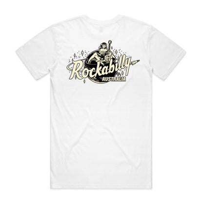 Rockabilly Australia Unisex Crew Tee with Cream Logo in White - Rockabilly Australia Pty Ltd