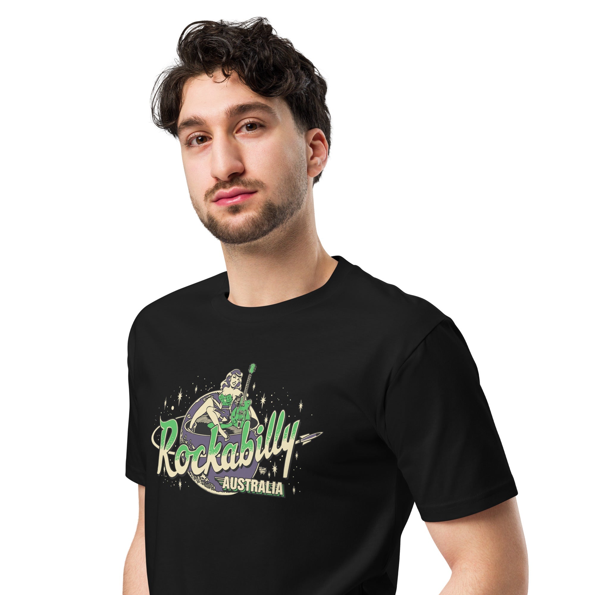 Rockabilly Australia Unisex Tee with Colour Logo in Black - Rockabilly Australia Pty Ltd