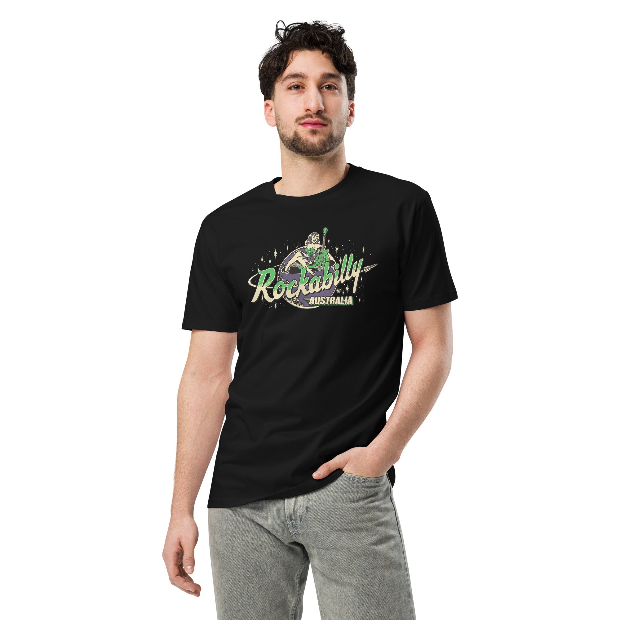 Rockabilly Australia Unisex Tee with Colour Logo in Black - Rockabilly Australia Pty Ltd