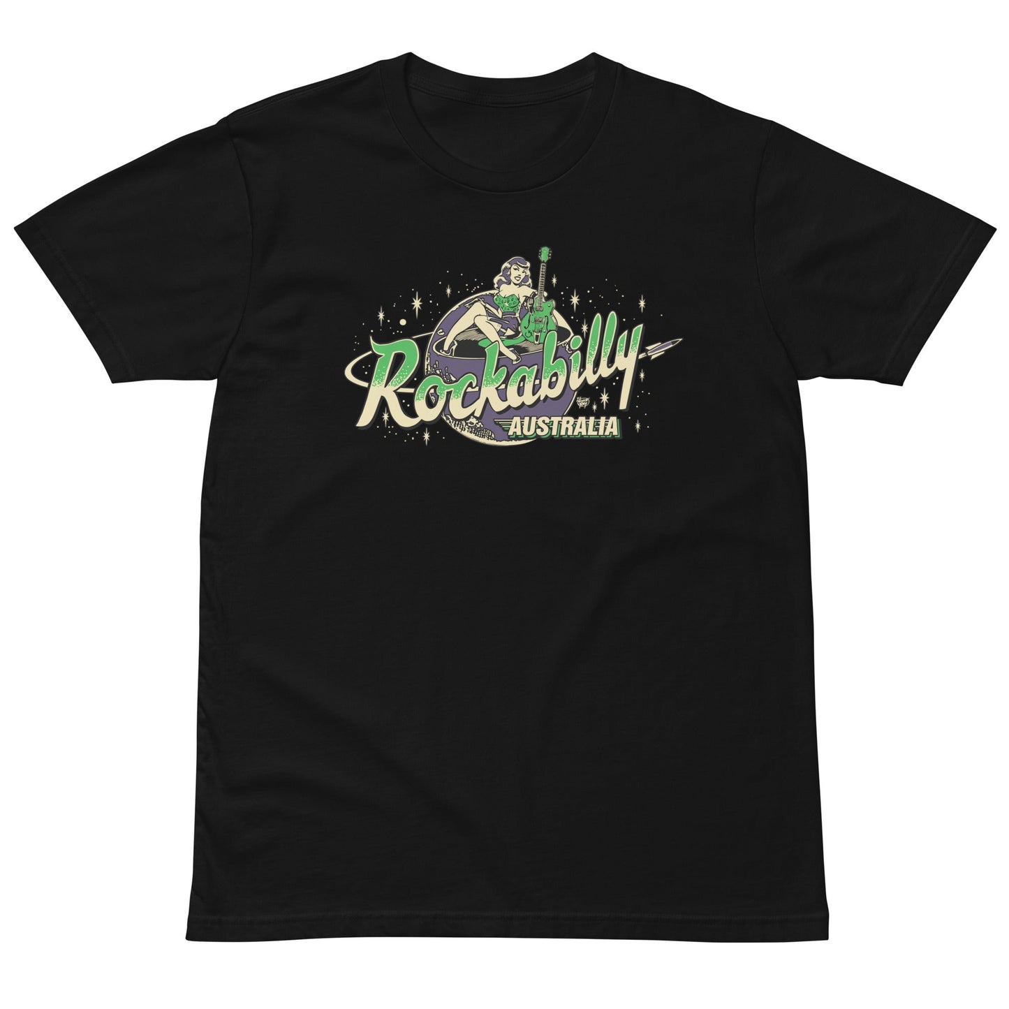 Rockabilly Australia Unisex Tee with Colour Logo in Black - Rockabilly Australia Pty Ltd