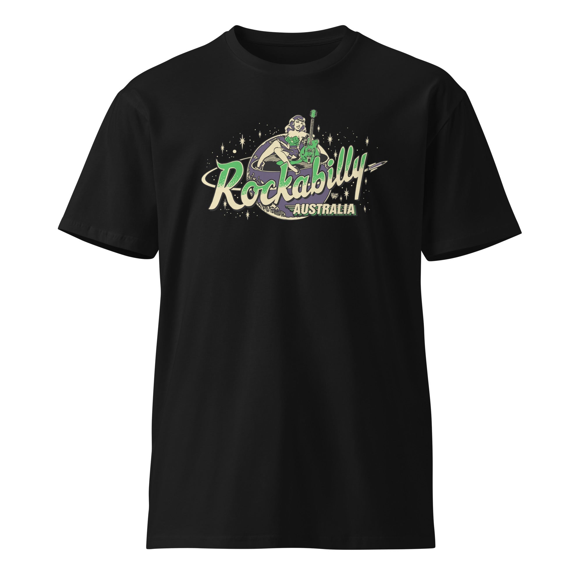 Rockabilly Australia Unisex Tee with Colour Logo in Black - Rockabilly Australia Pty Ltd