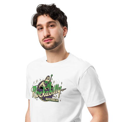 Rockabilly Australia Unisex Tee with Colour Logo in White - Rockabilly Australia Pty Ltd