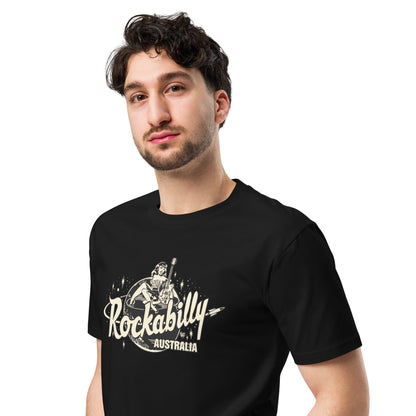 Rockabilly Australia Unisex Tee with Cream Logo in Black - Rockabilly Australia Pty Ltd