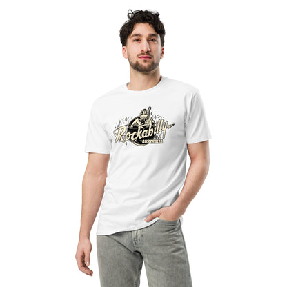 Rockabilly Australia Unisex Tee with Cream Logo in White - Rockabilly Australia Pty Ltd