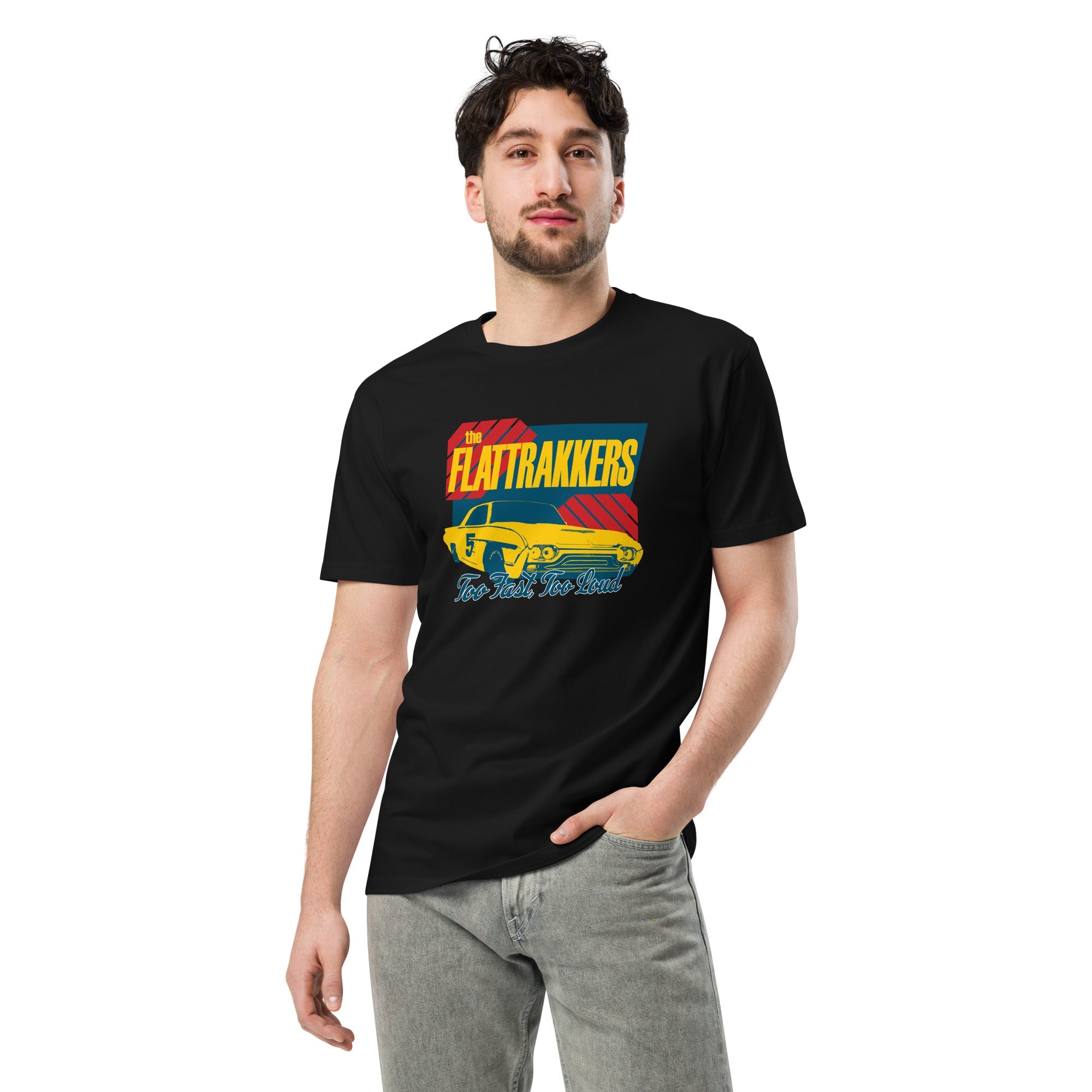 The Flattrakkers NASCAR Style Unisex Tee in Black - Rockabilly Australia Pty Ltd