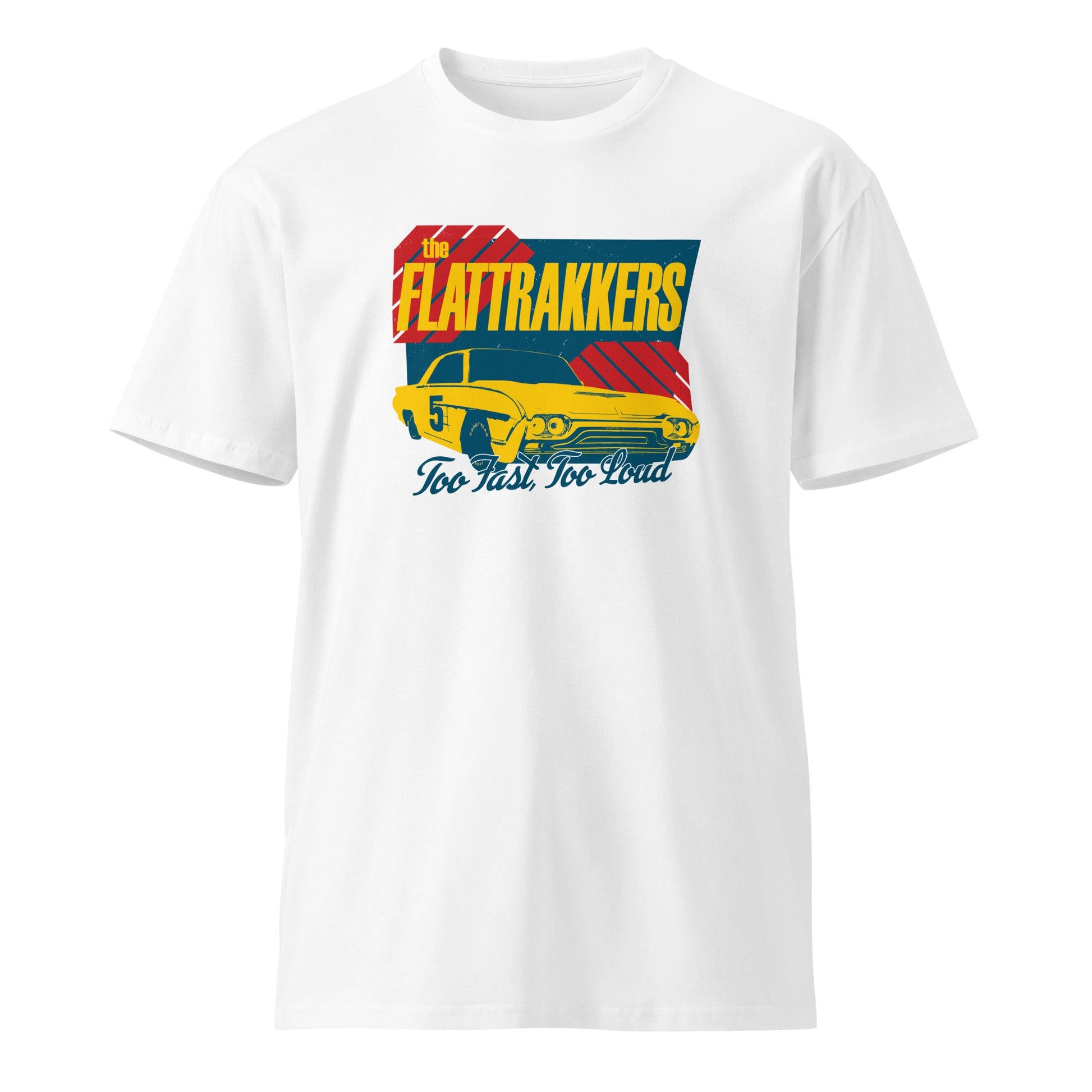 The Flattrakkers NASCAR Style Unisex Tee in White - Rockabilly Australia Pty Ltd