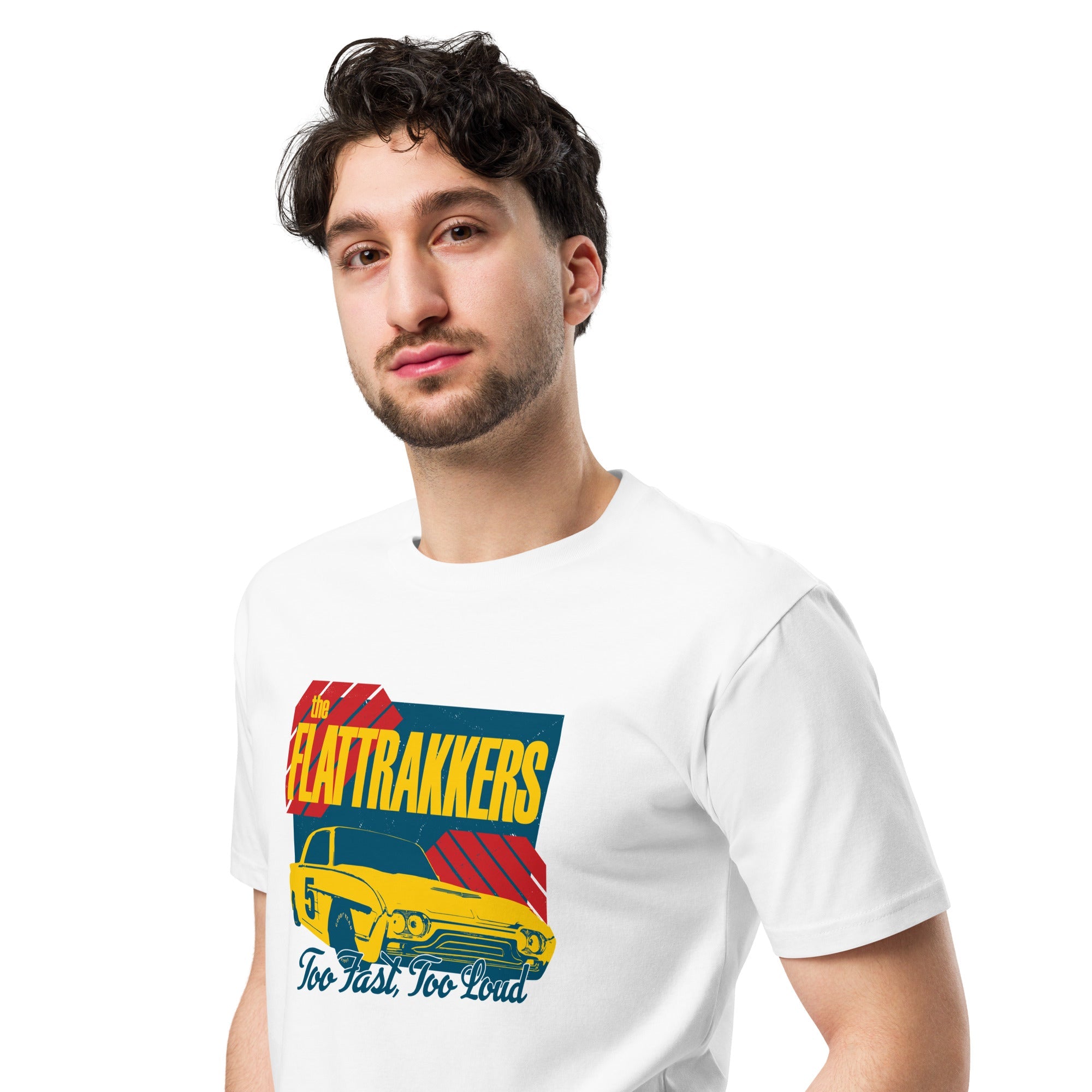 The Flattrakkers NASCAR Style Unisex Tee in White - Rockabilly Australia Pty Ltd