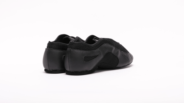 Unisex Split - sole Black Leather and Mesh Lace Up Practice Dance Shoes - (7732A) - Rockabilly Australia Pty Ltd