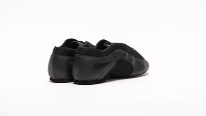 Unisex Split - sole Black Leather and Mesh Lace Up Practice Dance Shoes - (7732A) - Rockabilly Australia Pty Ltd
