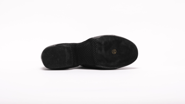 Unisex Split - sole Black Leather and Mesh Lace Up Practice Dance Shoes - (7732A) - Rockabilly Australia Pty Ltd