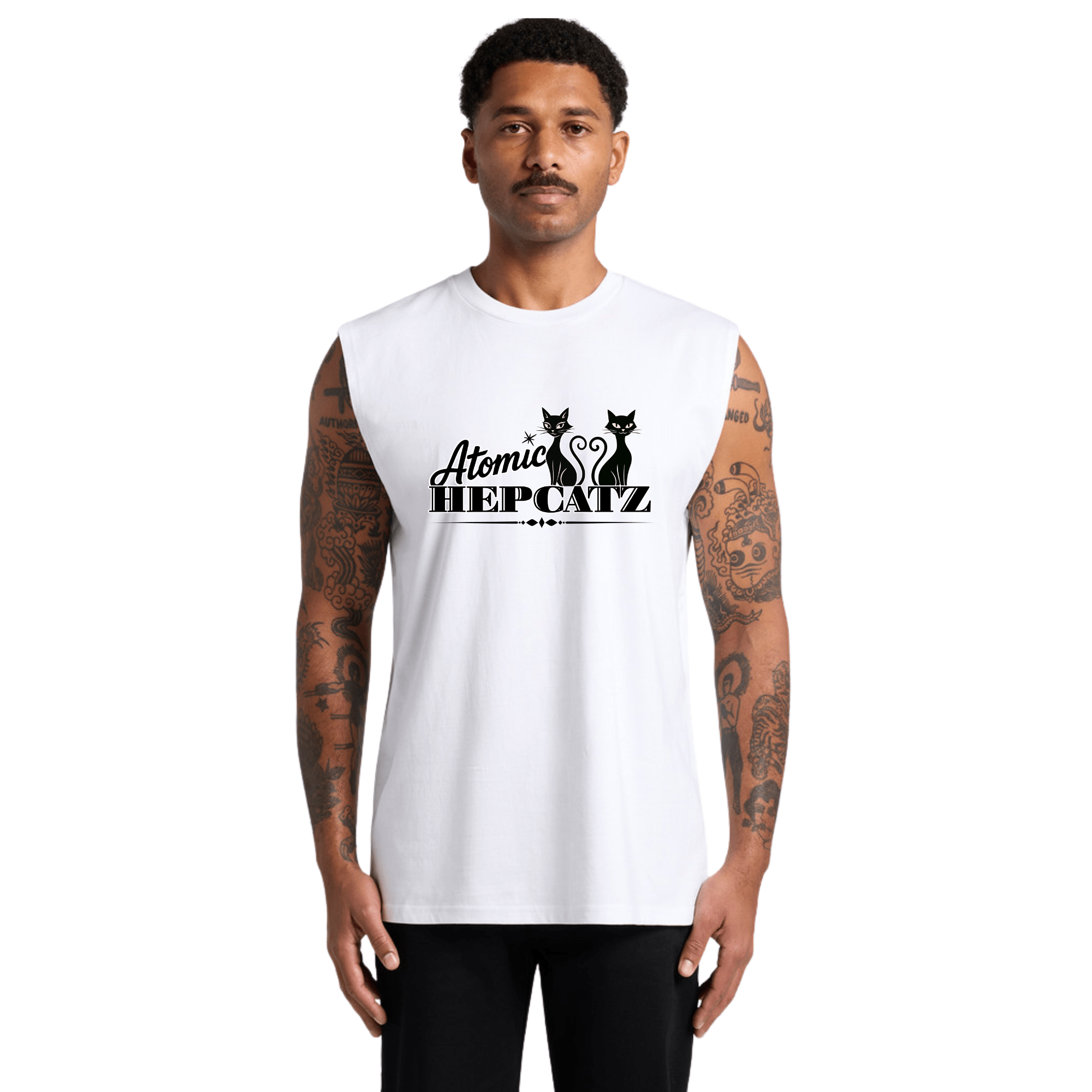 White Atomic Hepcatz Men’s Classic Tank (5073) - Rockabilly Australia Pty Ltd