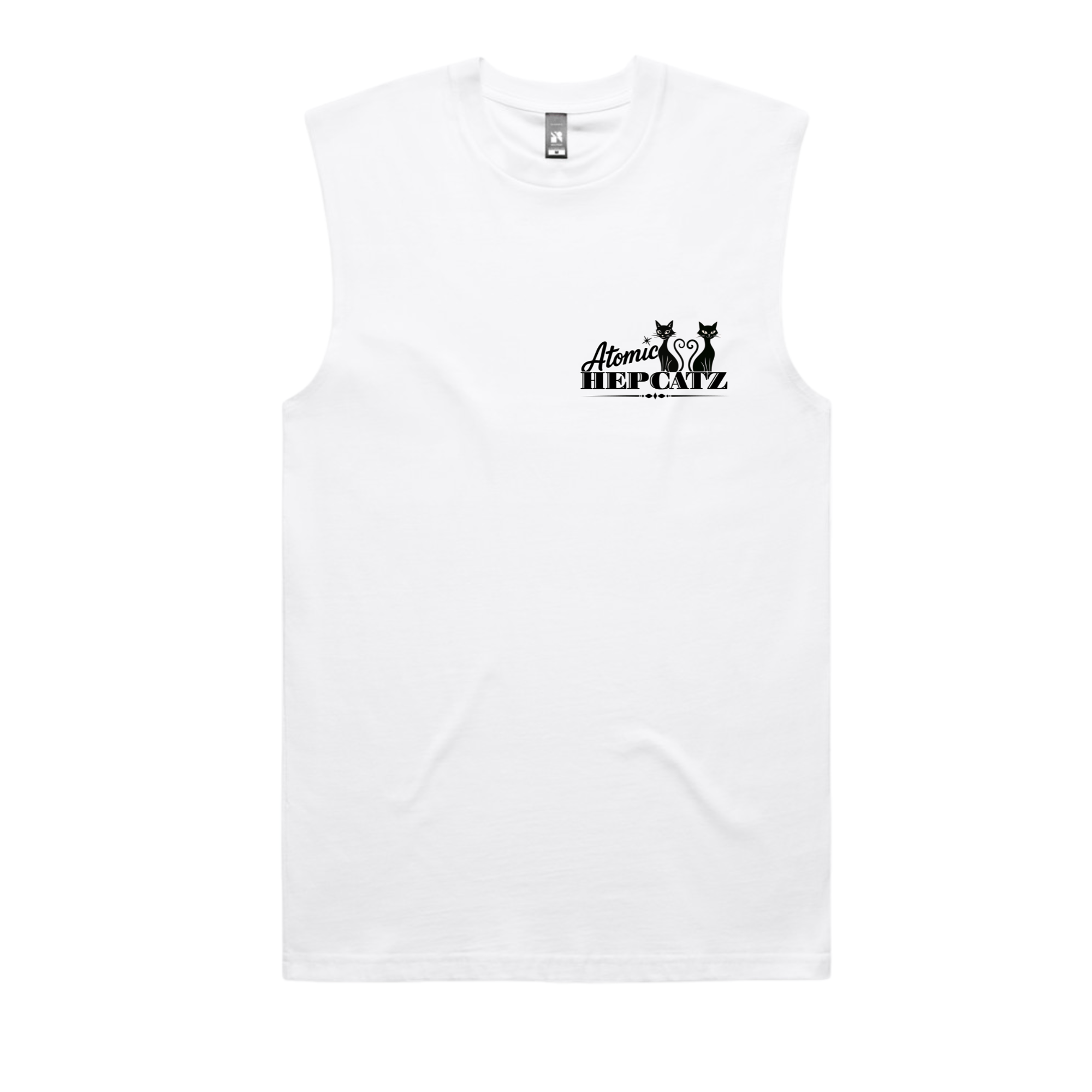 White Atomic Hepcatz Men’s Crew Classic Tank (5073) - Rockabilly Australia Pty Ltd