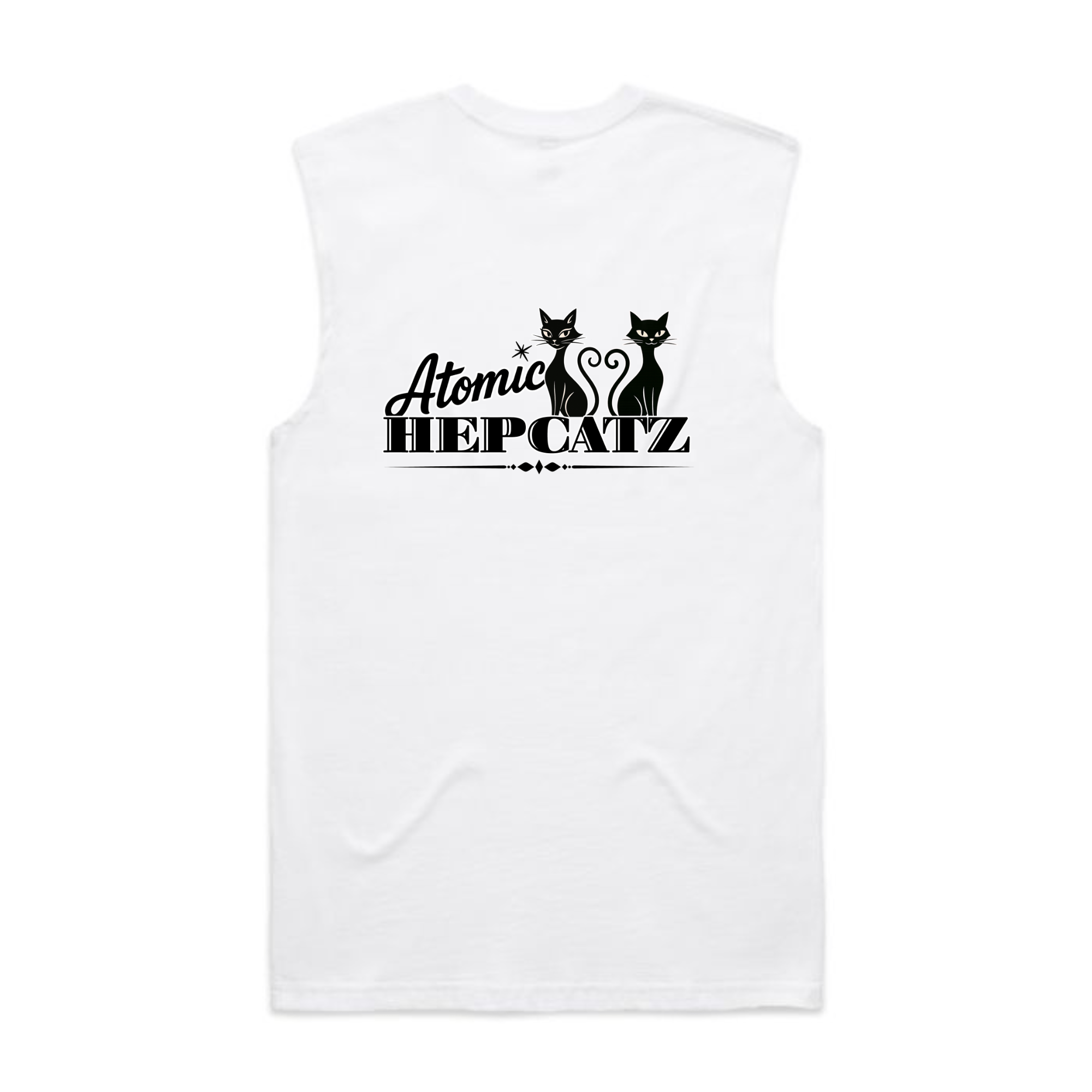 White Atomic Hepcatz Men’s Crew Classic Tank (5073) - Rockabilly Australia Pty Ltd