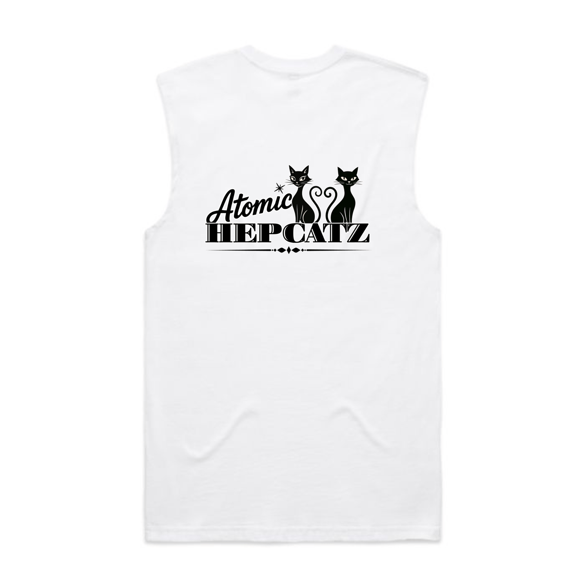 White Atomic Hepcatz Men’s Crew Classic Tank (5073) - Rockabilly Australia Pty Ltd