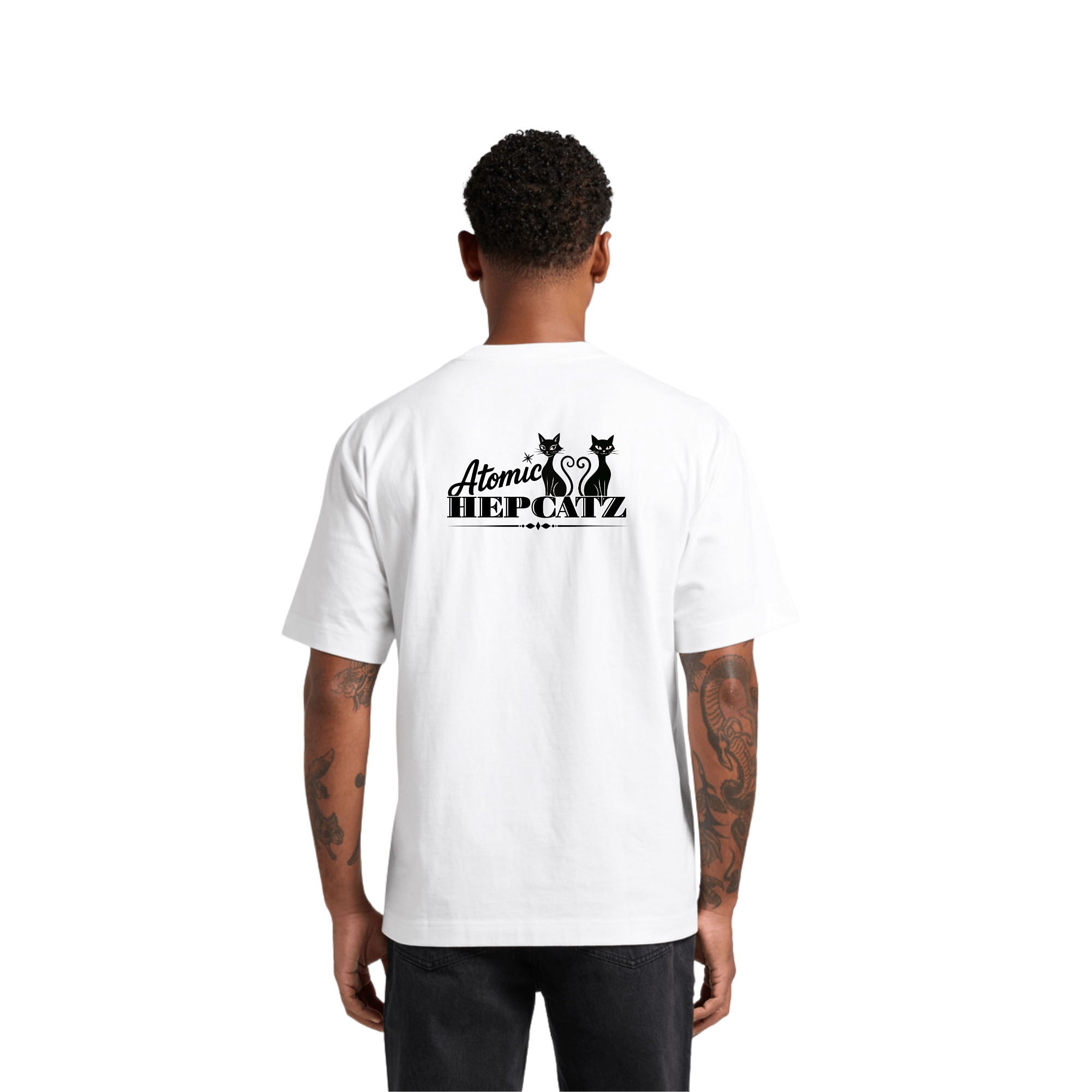White Atomic Hepcatz Unisex Crew Tee - Rockabilly Australia Pty Ltd