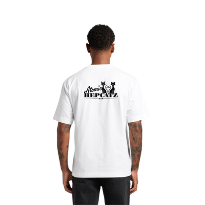 White Atomic Hepcatz Unisex Crew Tee - Rockabilly Australia Pty Ltd