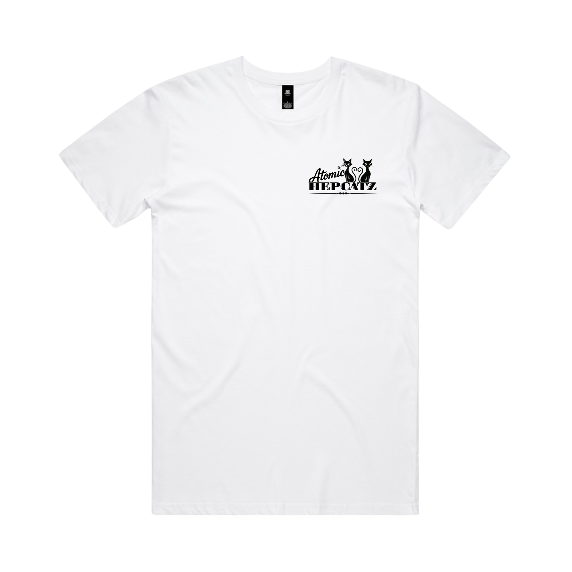 White Atomic Hepcatz Unisex Crew Tee - Rockabilly Australia Pty Ltd