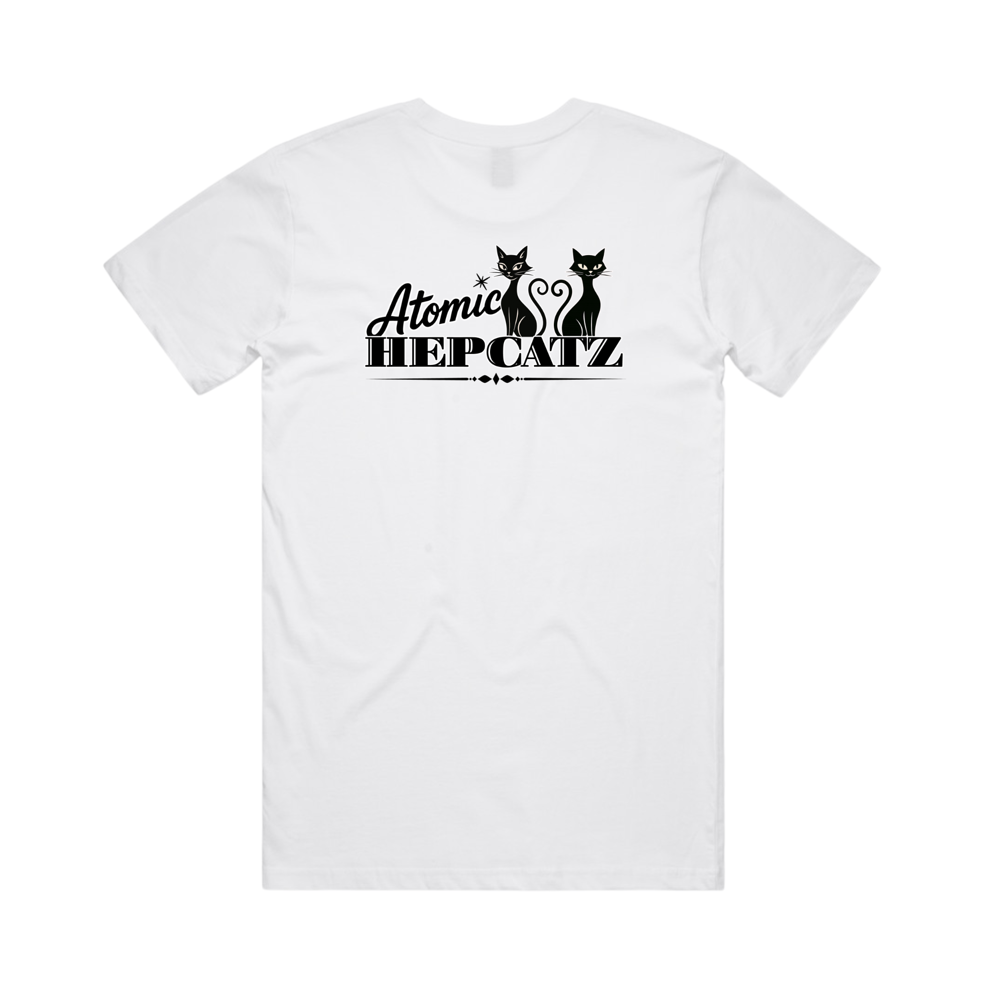White Atomic Hepcatz Unisex Crew Tee - Rockabilly Australia Pty Ltd