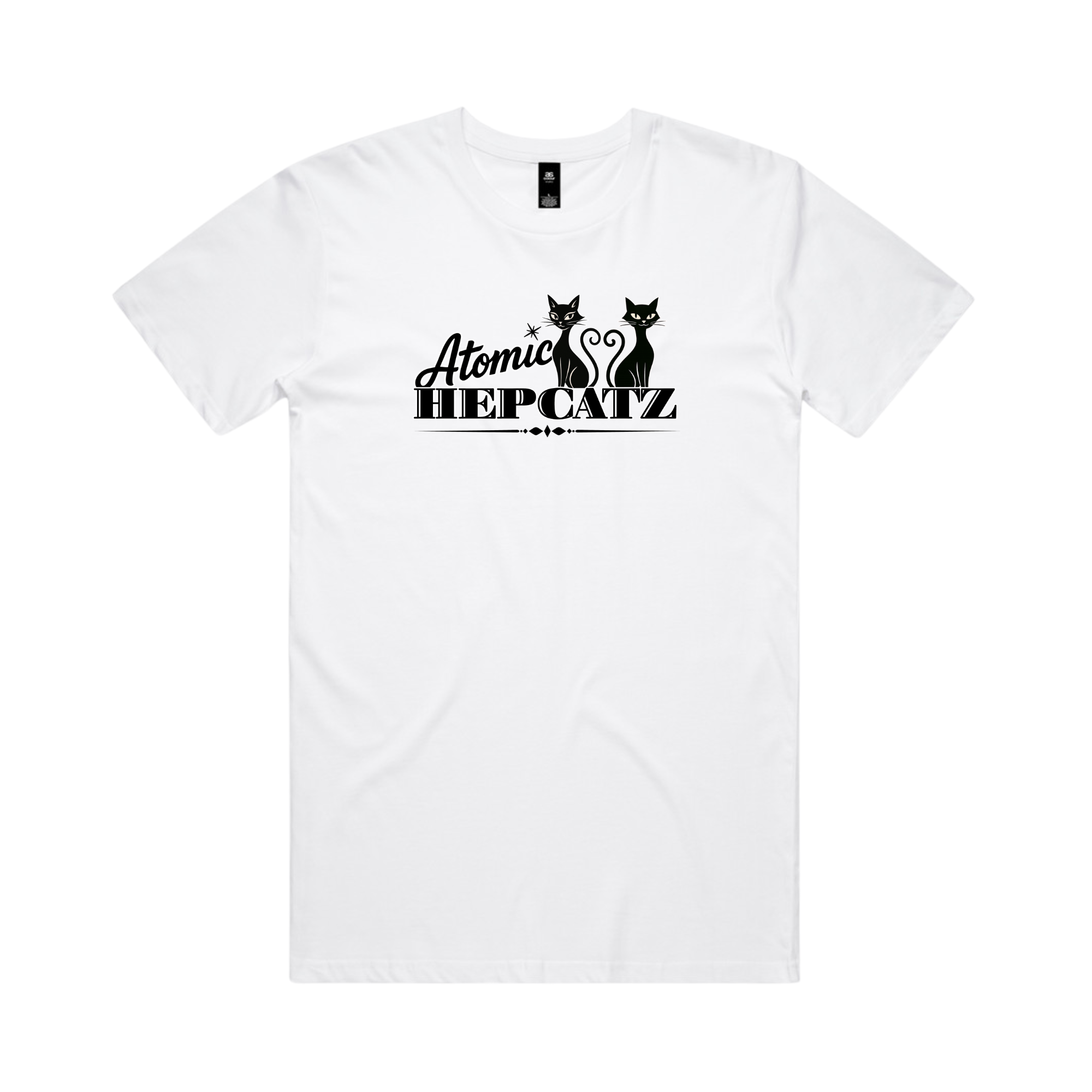 White Atomic Hepcatz Unisex Tee - Rockabilly Australia Pty Ltd