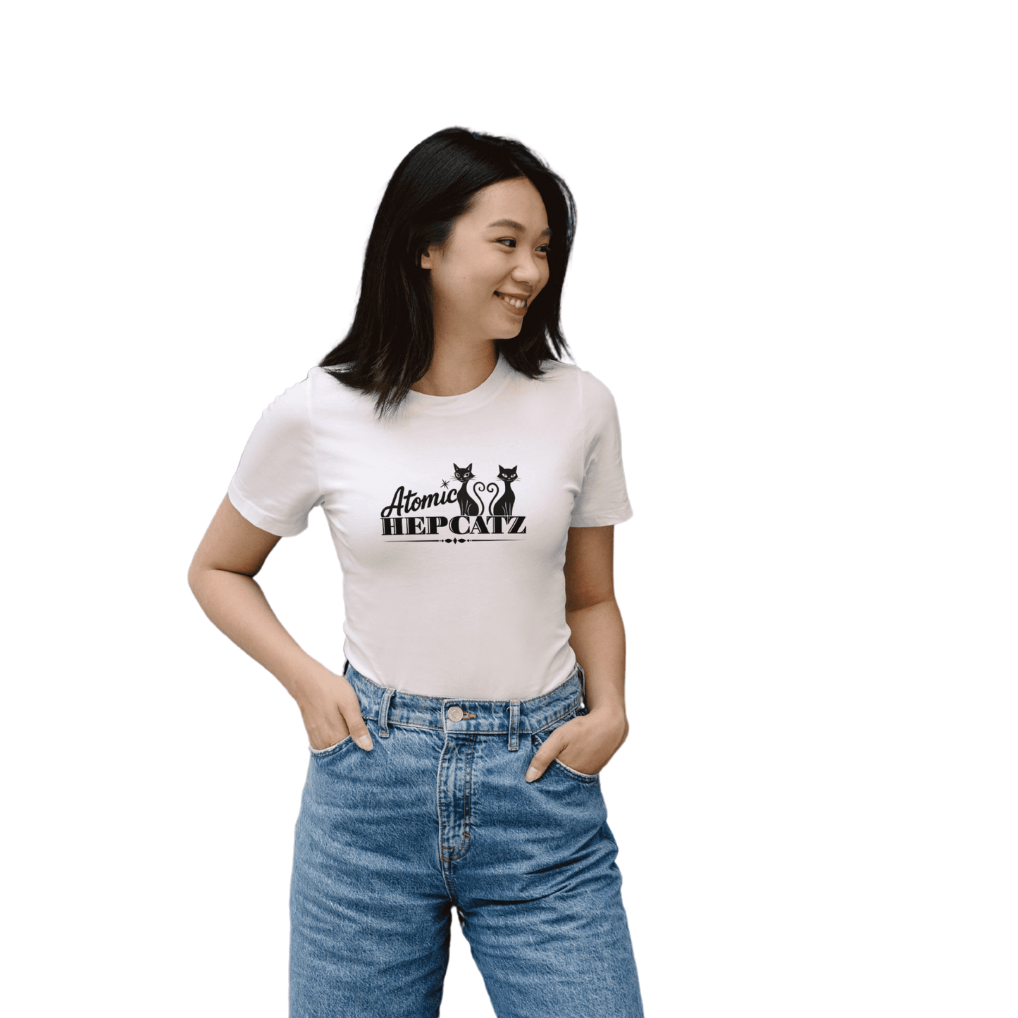 White Atomic Hepcatz Unisex Tee - Rockabilly Australia Pty Ltd