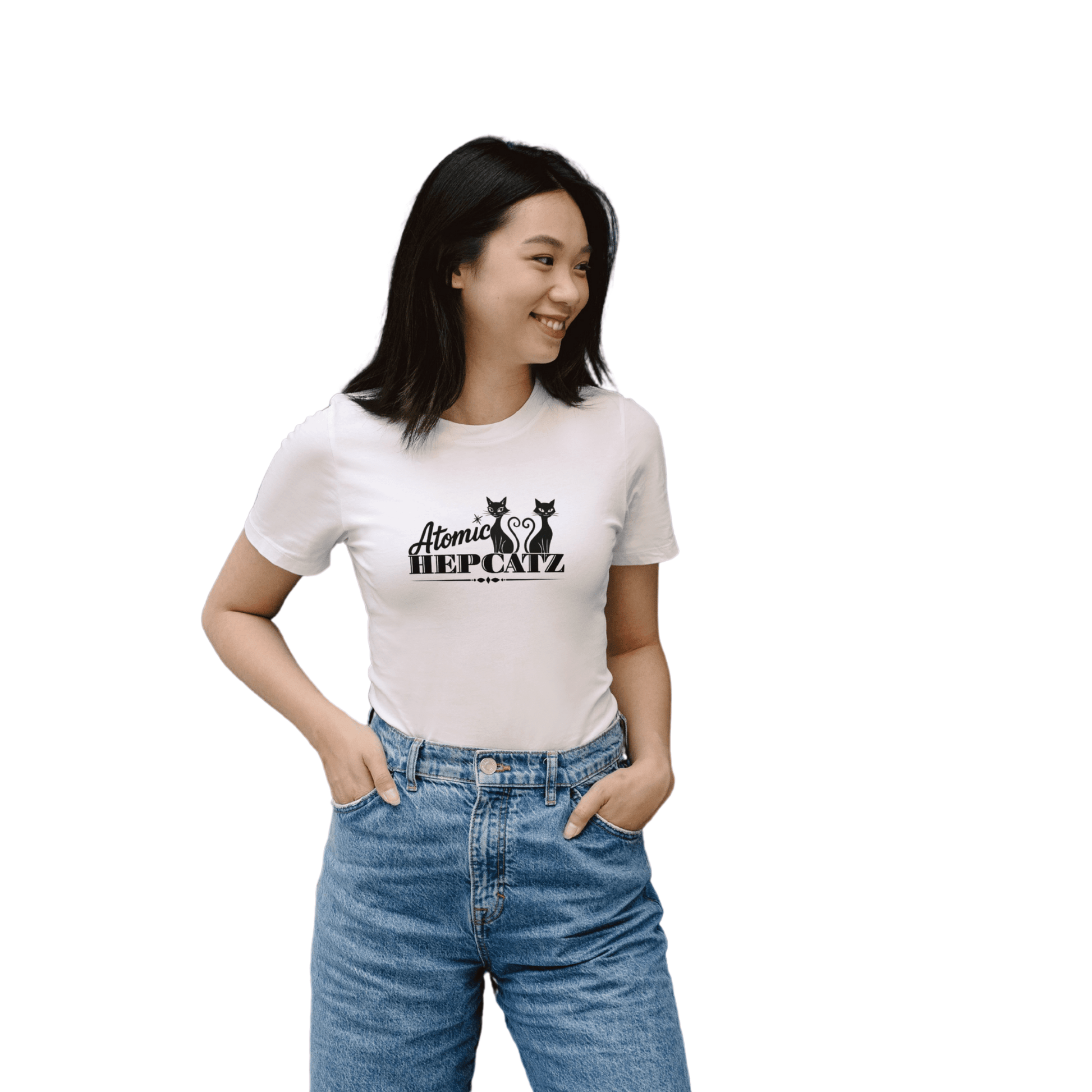 White Atomic Hepcatz Unisex Tee - Rockabilly Australia Pty Ltd