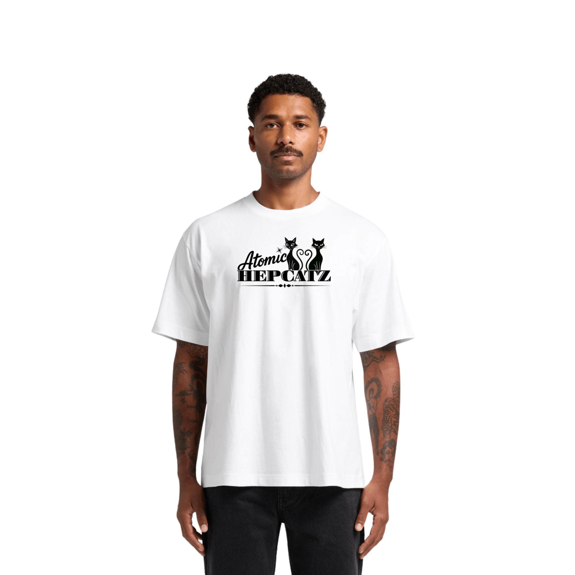 White Atomic Hepcatz Unisex Tee - Rockabilly Australia Pty Ltd