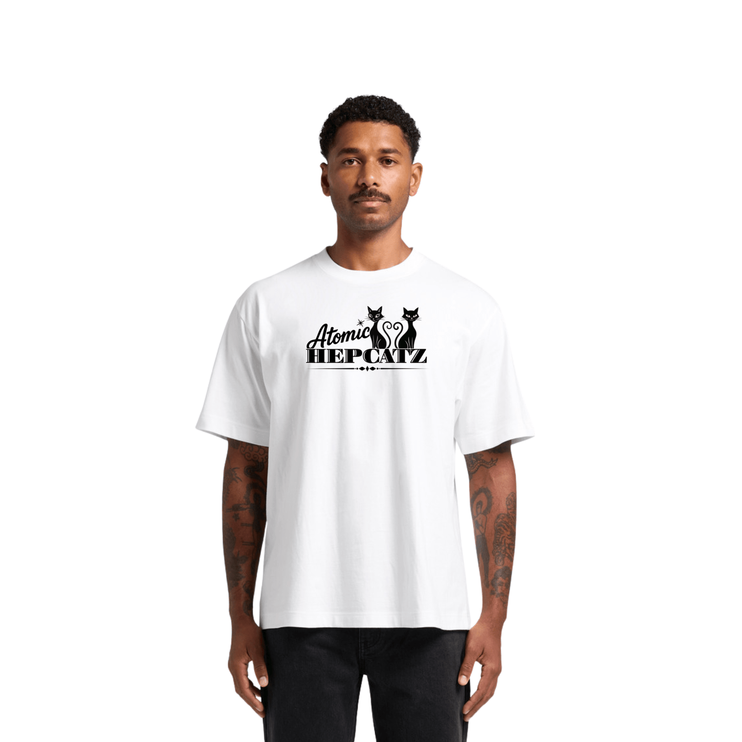 White Atomic Hepcatz Unisex Tee - Rockabilly Australia Pty Ltd