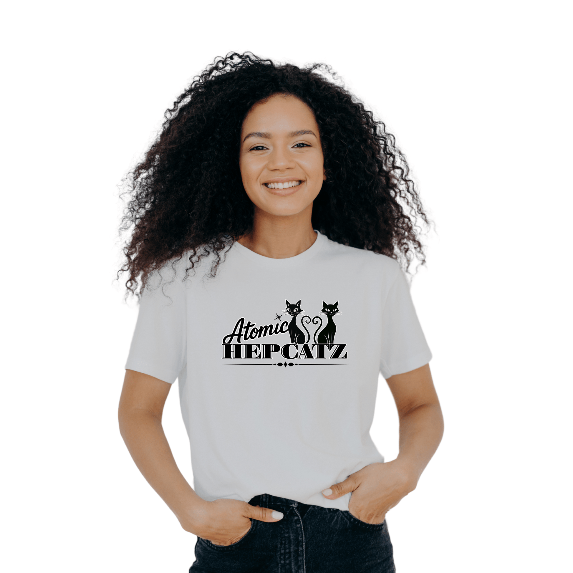 White Atomic Hepcatz Unisex Tee - Rockabilly Australia Pty Ltd