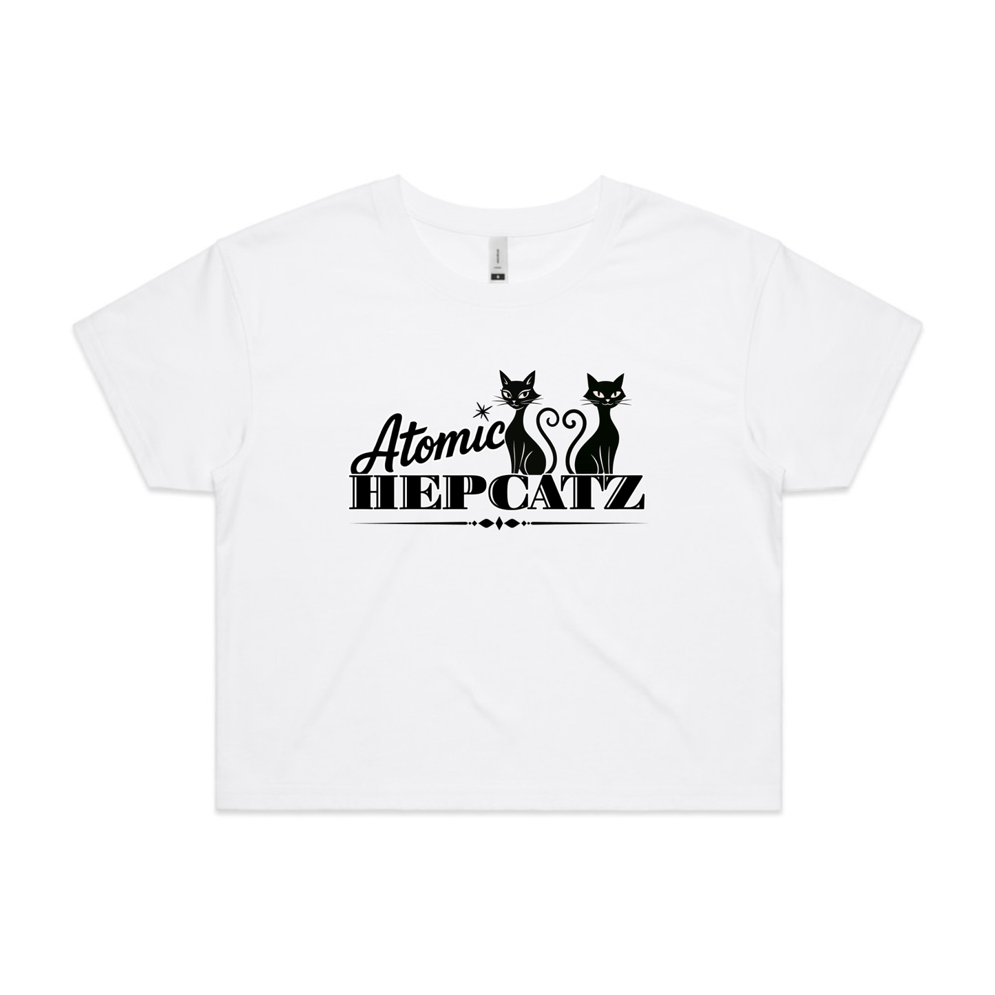 White Atomic Hepcatz Women’s Crop Tee (4062) - Rockabilly Australia Pty Ltd
