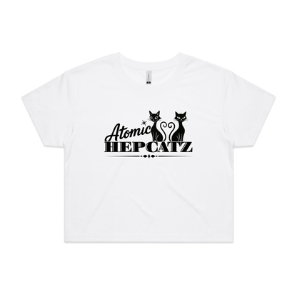White Atomic Hepcatz Women’s Crop Tee (4062) - Rockabilly Australia Pty Ltd