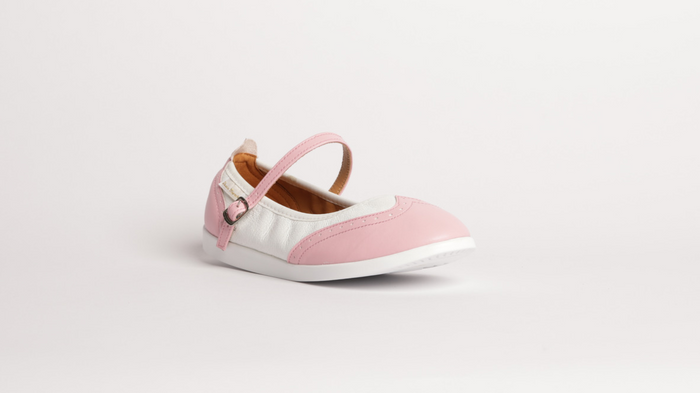 Ladies, Classic, Mary Jane, Wingtip, In Pink And White Leather With Dual Pivot Point, Spot Spots And Ultra Flexible Smooth Sole, Dance Shoe - (7820PW) - Rockabilly Australia Pty Ltd