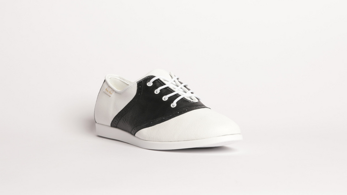 Men's 1950'S Vintage Inspired, Black And White Leather, 