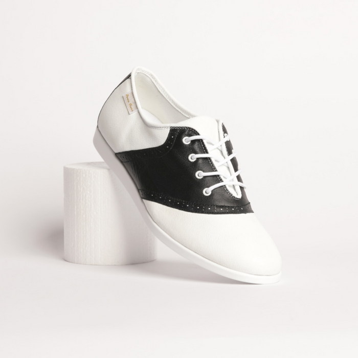 Men's 1950'S Vintage Inspired, Black And White Leather, 