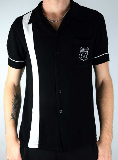 Dress to impress with this super cool mens black & white "Route 66", short sleeve, button up shirt by My Juju Dance Fever! Super comfortable with high quality fabric and stylish appearance! Made with soft premium bamboo cotton which allowing maximum airflow and breathability. Get yours today at Rockabilly Australia!