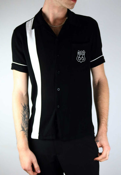 Dress to impress with this super cool mens black & white "Route 66", short sleeve, button up shirt by My Juju Dance Fever! Super comfortable with high quality fabric and stylish appearance! Made with soft premium bamboo cotton which allowing maximum airflow and breathability. Get yours today at Rockabilly Australia!