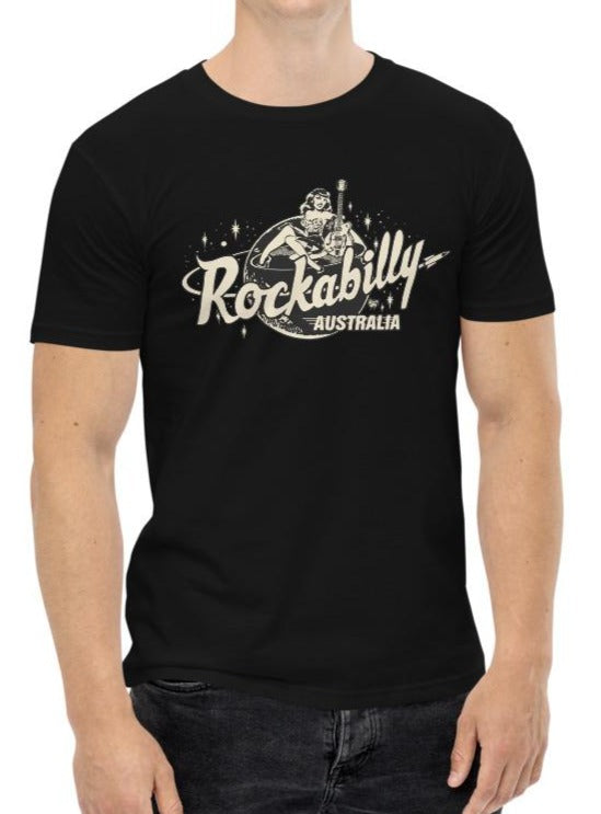 "Rockabilly Australia" Printed Unisex Tee with Cream Logo - Rockabilly Australia Pty Ltd