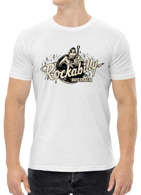 "Rockabilly Australia" Printed Unisex Tee with Cream Logo - Rockabilly Australia Pty Ltd