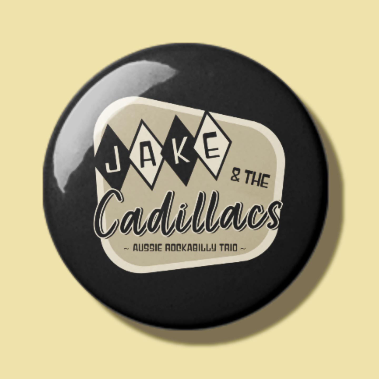 "Jake and the Cadillacs" Button Pin Badge - Rockabilly Australia Pty Ltd